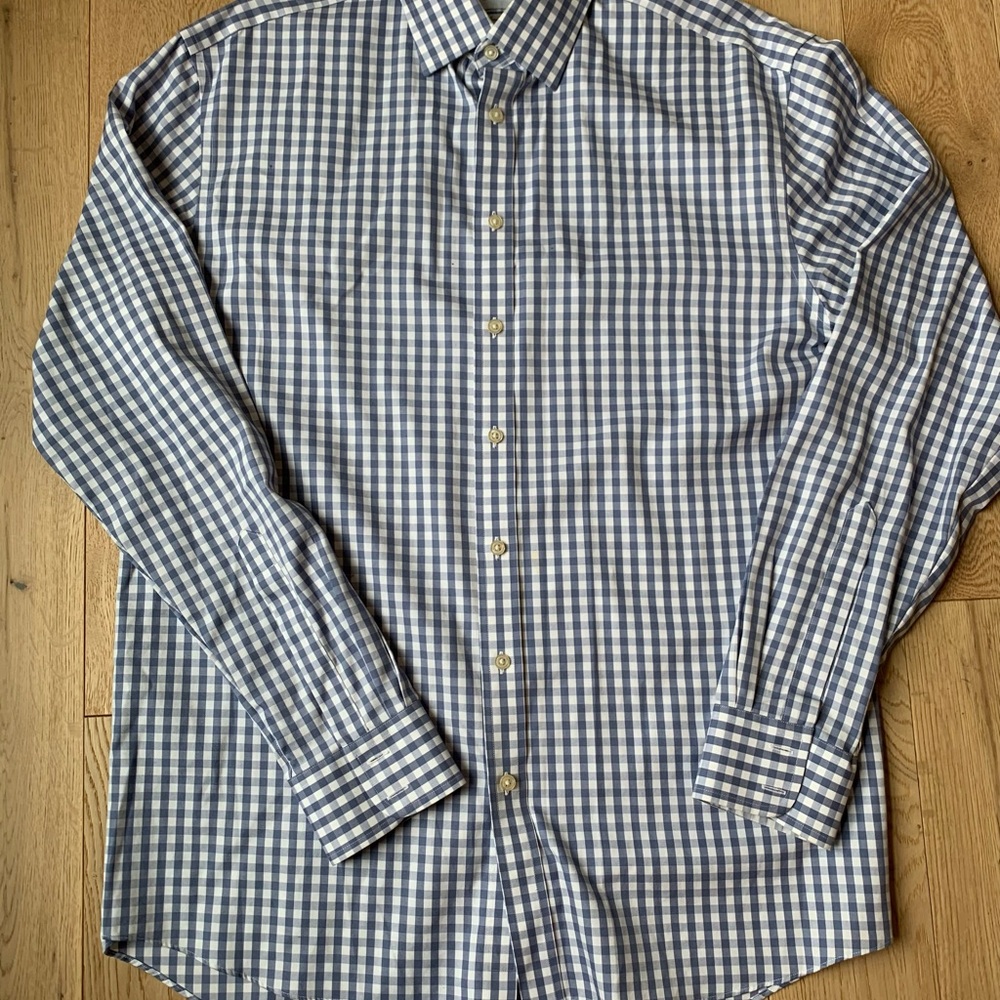 Charles Tyrwhitt Navy and White Checkered Shirt